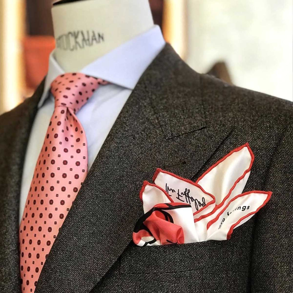 "When Flirting Turns Into Feelings" white silk pocket square