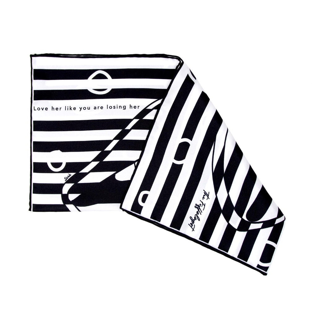 "Love her like you are losing her" black & white pocket square
