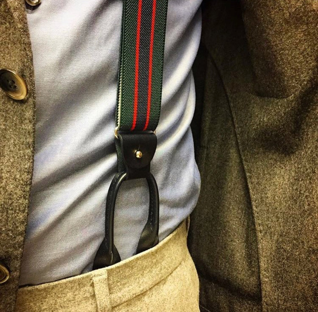 sera fine silk - Regimental Green Elastic Suspenders