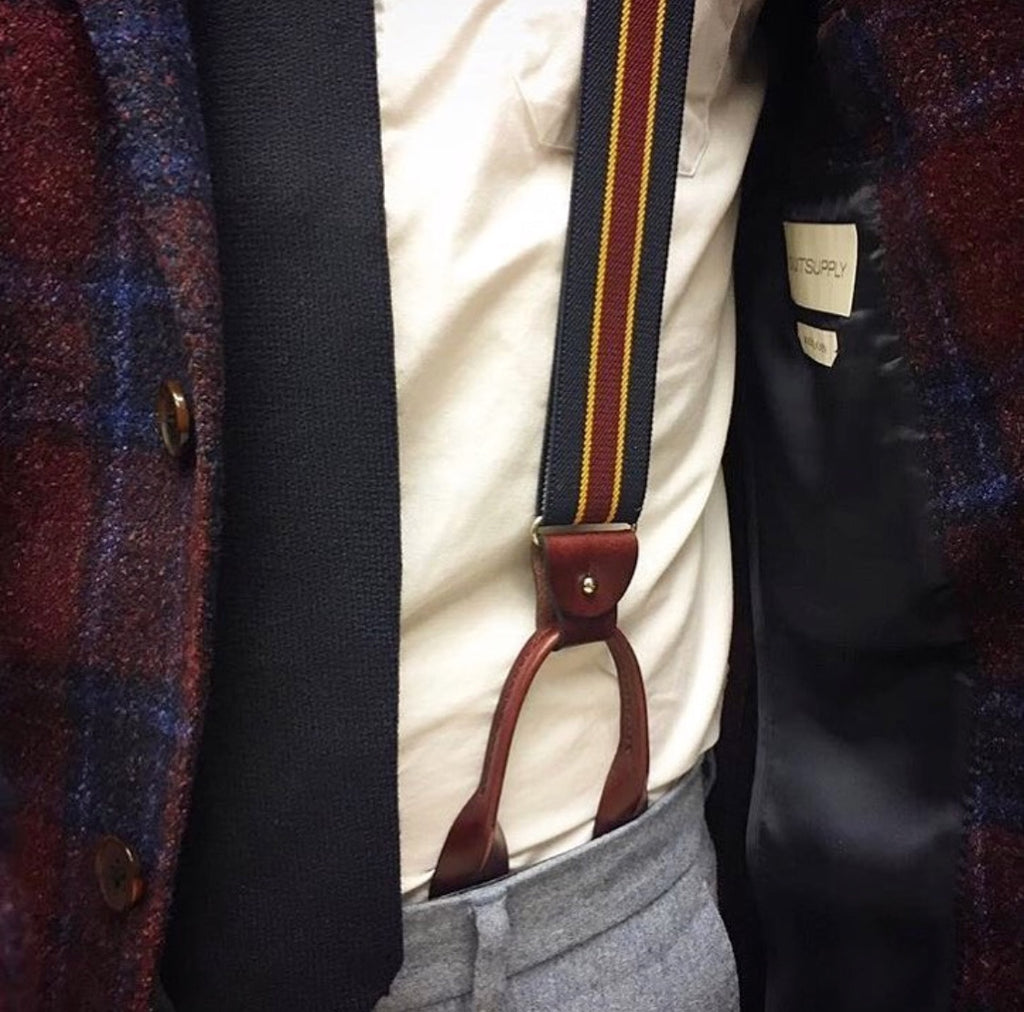 Regimental Blue Elastic Suspenders Serà Fine Silk