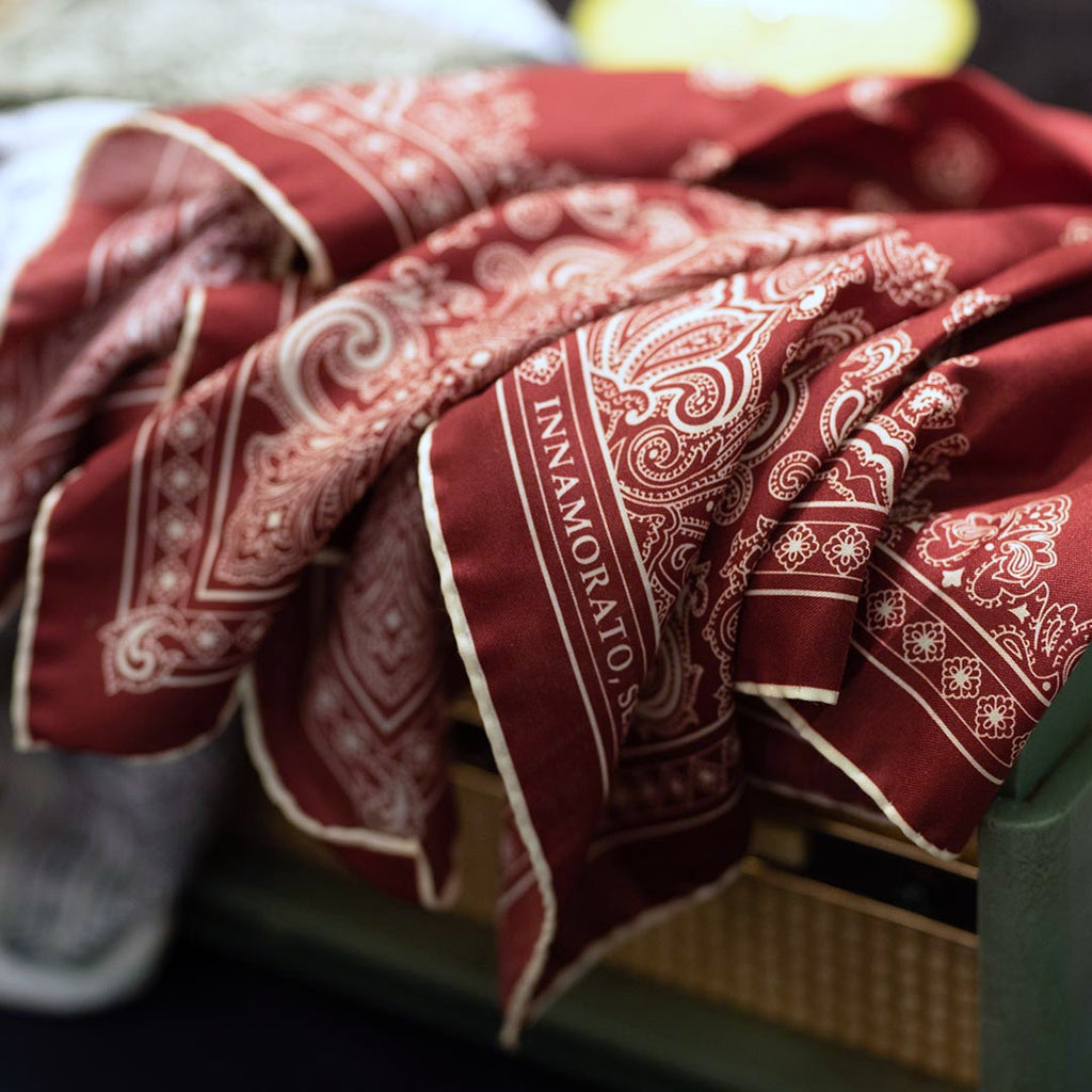 innamorato red cotton silk bandana