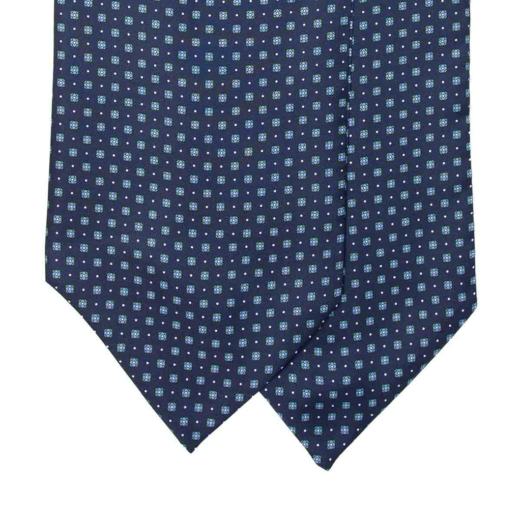 navy blue patterned silk ascot - serà fine silk