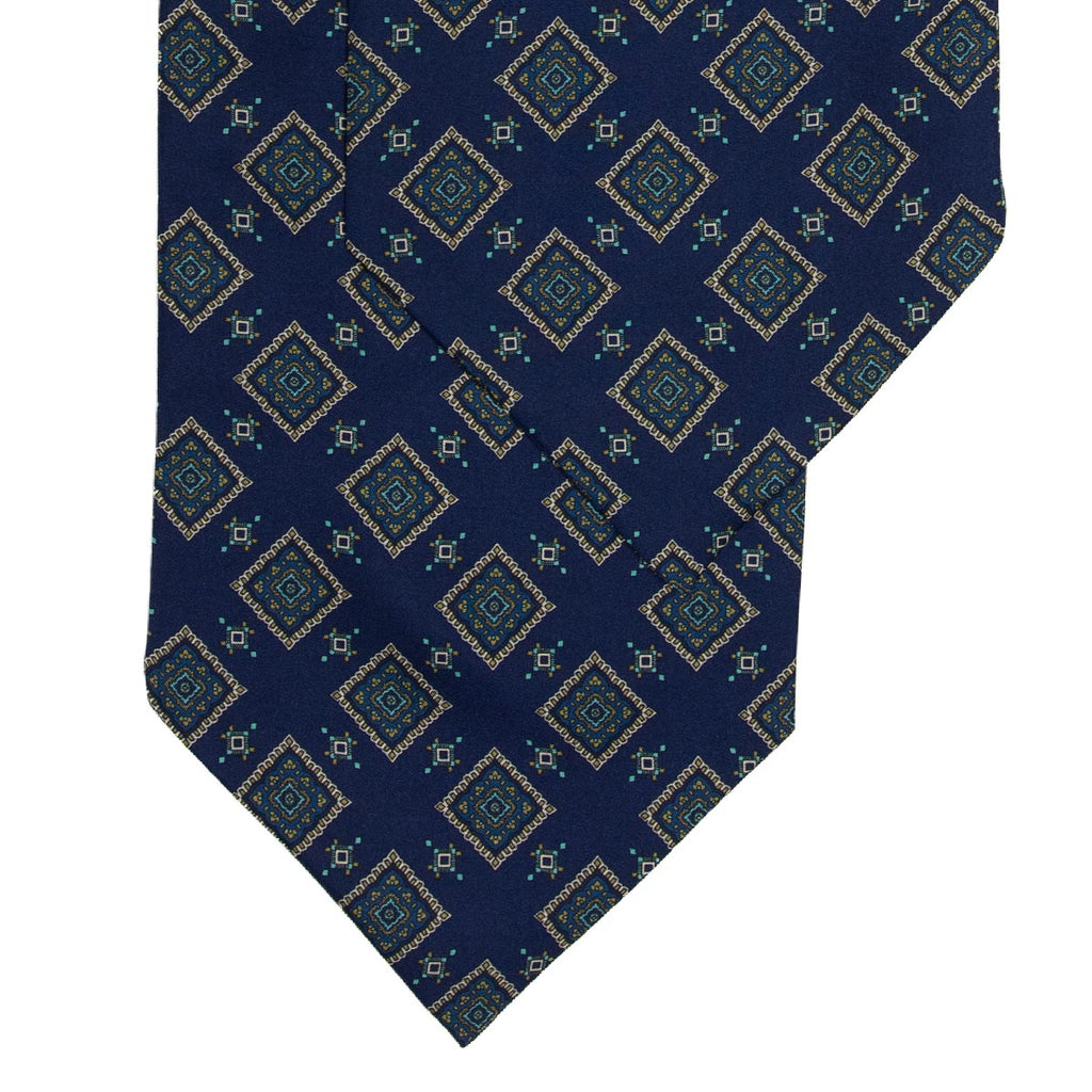 serà fine silk - Blue with squares pattern Silk Ascot