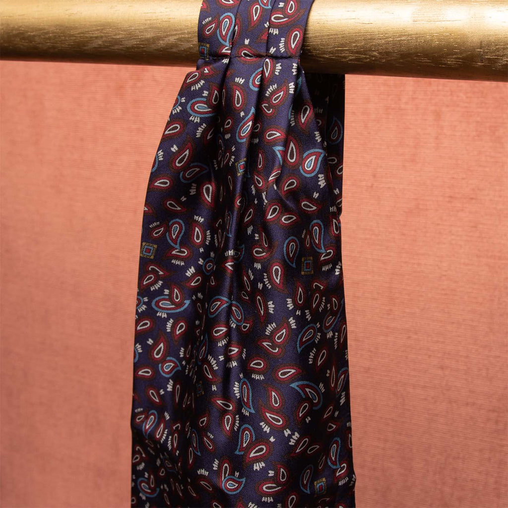 serà fine silk - Navy Blue Paisley Silk Ascot