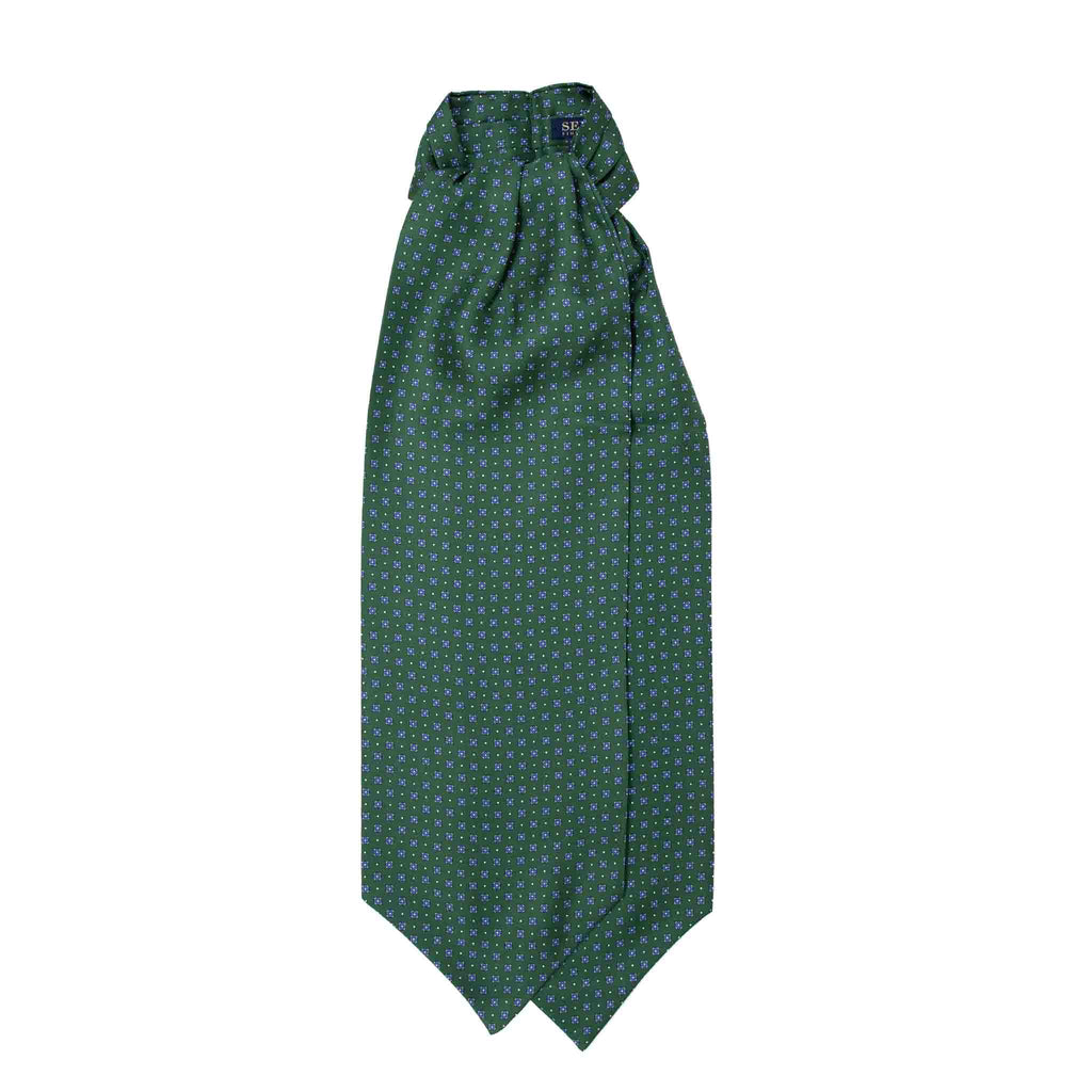 SERA FINE SILK - green patterned silk ascot