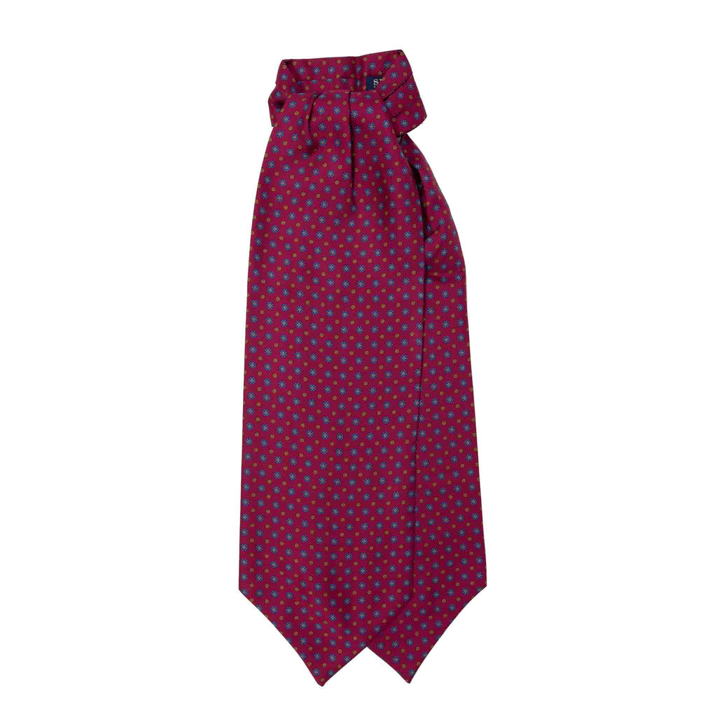 SERAFINESILK-burgundy-with-small-flowers-silk-ascot