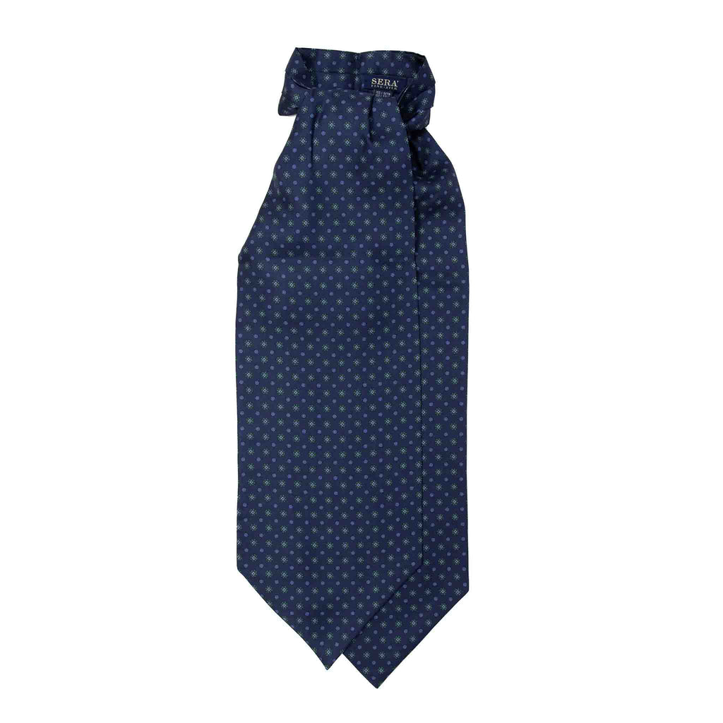sera fine silk - navy blue with small flowers silk ascot