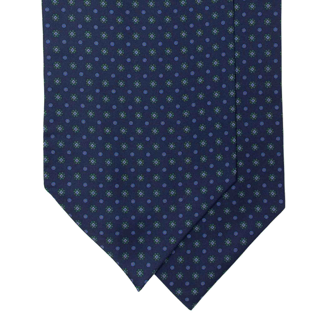 sera fine silk - navy blue with small flowers silk ascot
