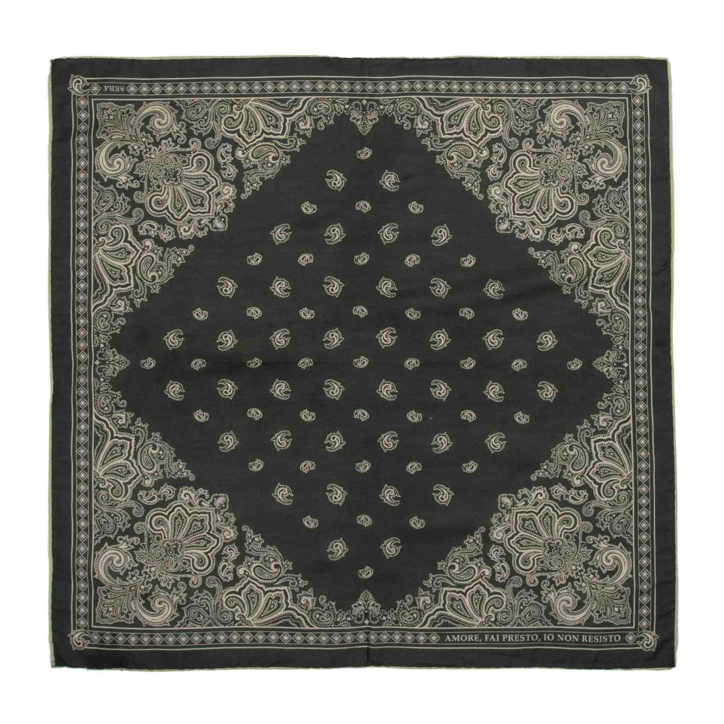 amore fai presto green cotton silk bandana Serà Fine Silk