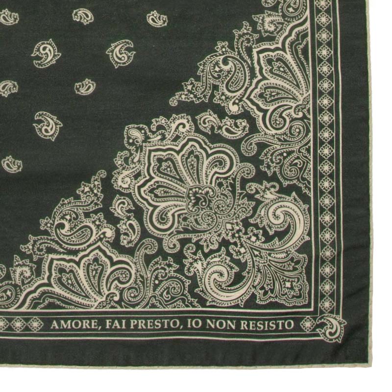 amore fai presto green cotton silk bandana Serà Fine Silk