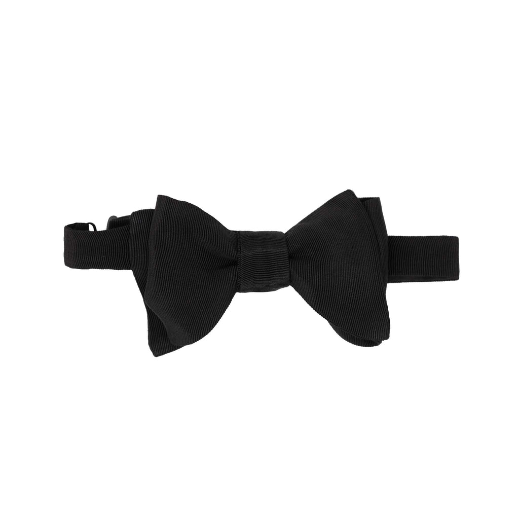 sera fine silk - black grosgrain self tie silk butterfly bow tie