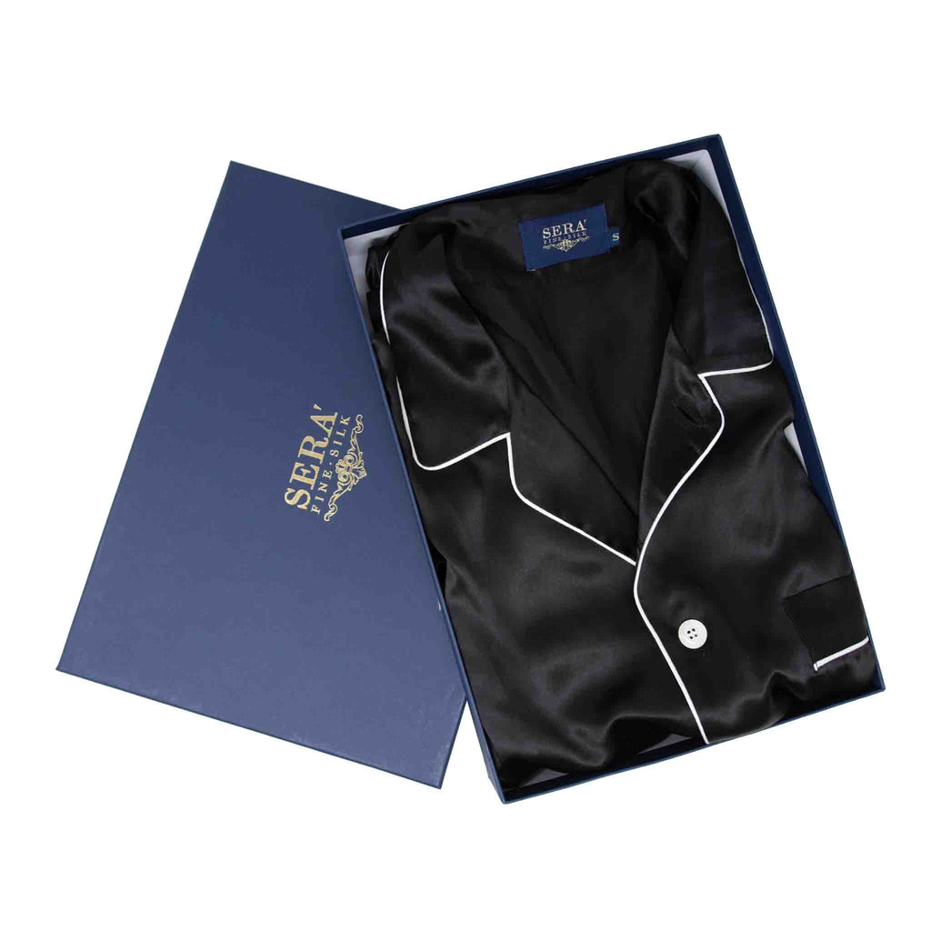black silk satin pajama - serà fine silk