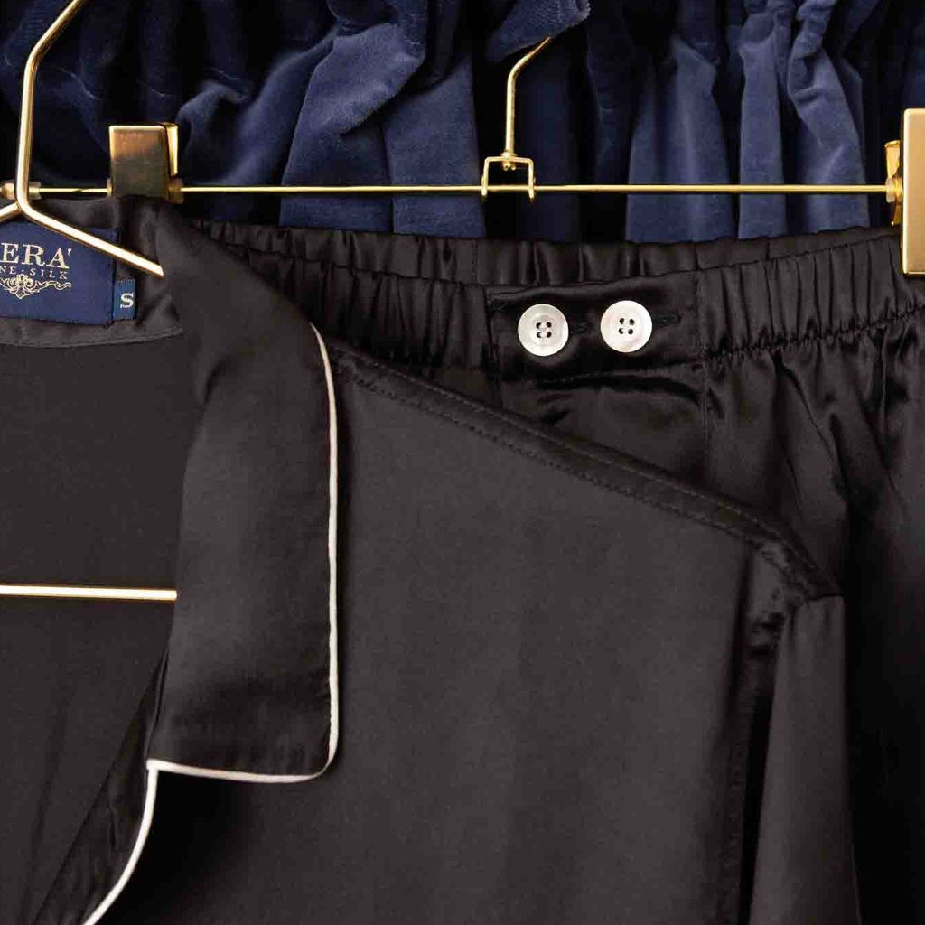 black silk satin pajama - serà fine silk