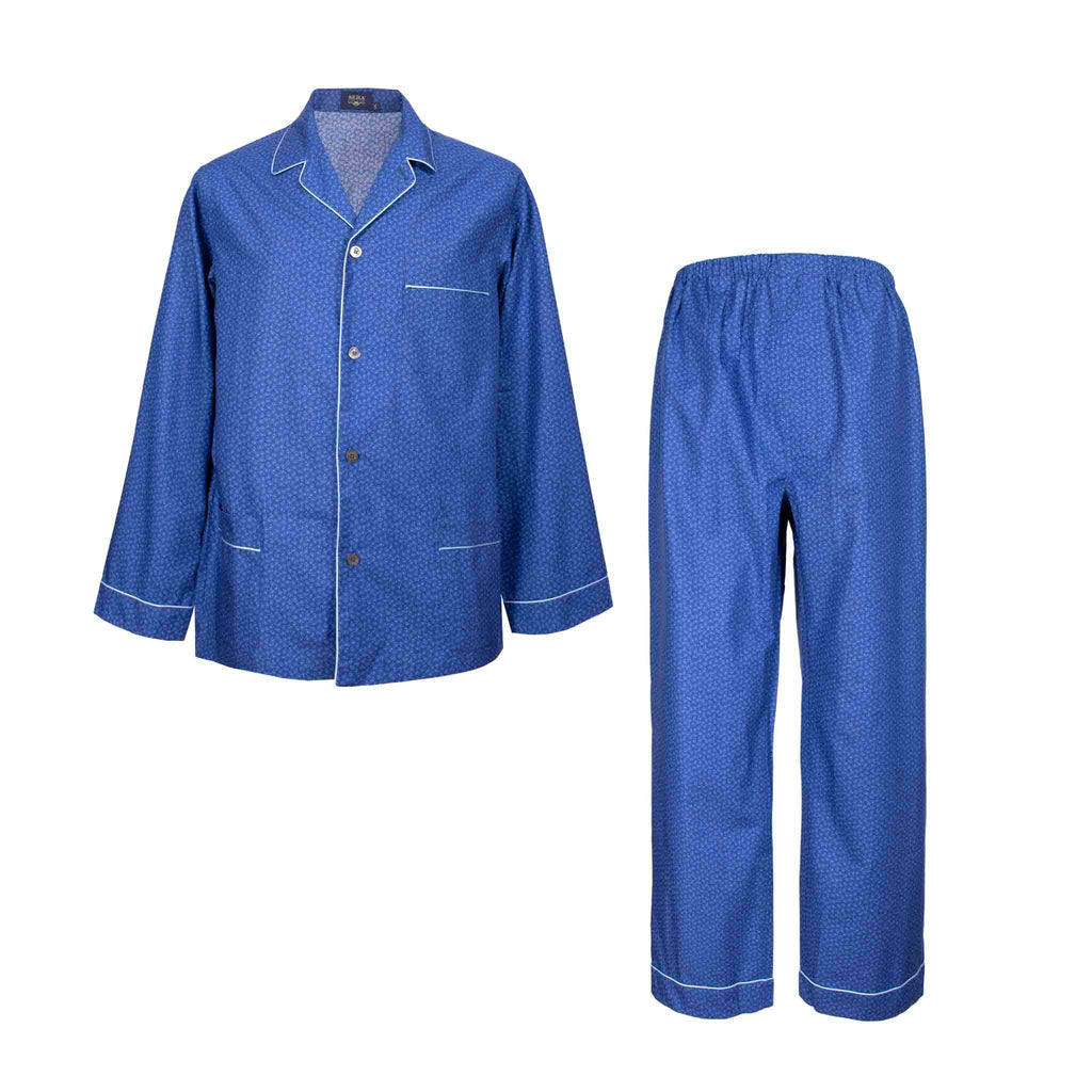Blue Paisley Cotton Pajama - Serà Fine Silk