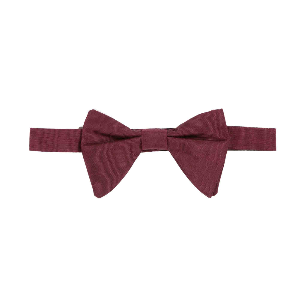 sera fine silk - burgundy pre-tied silk moire butterfly bow tie