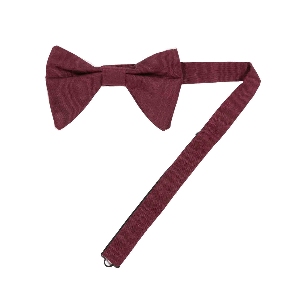 sera fine silk - burgundy pre-tied silk moire butterfly bow tie