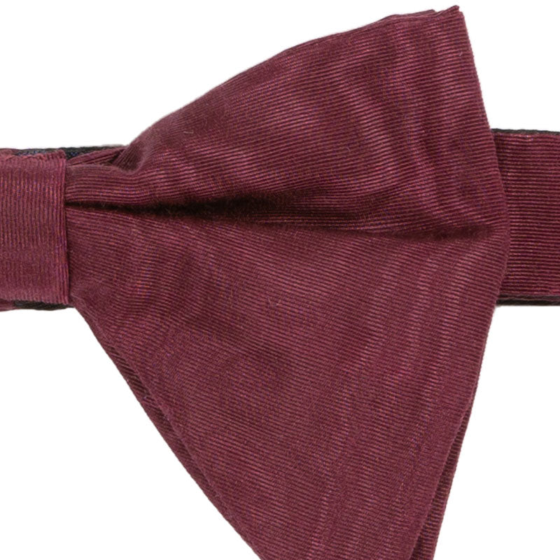 sera fine silk - burgundy pre-tied silk moire butterfly bow tie