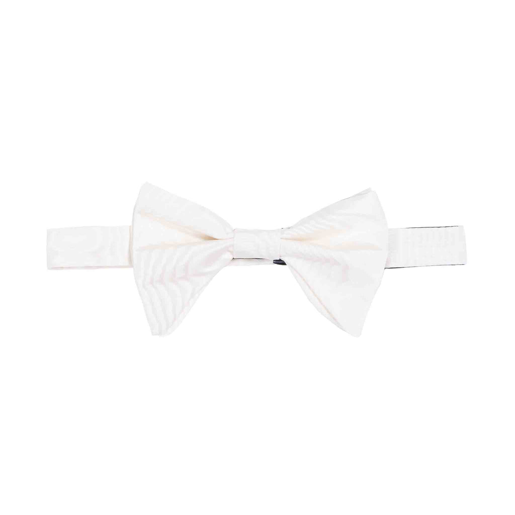 white pre-tied silk moire bow tie - sera fine silk
