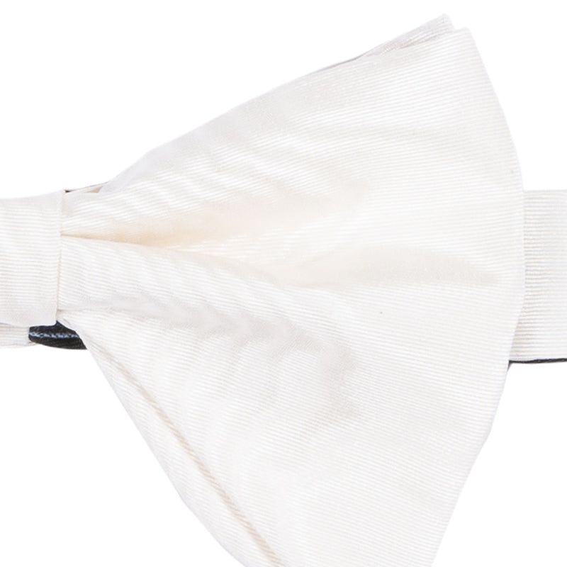 white pre-tied silk moire butterfly bow tie - sera fine silk
