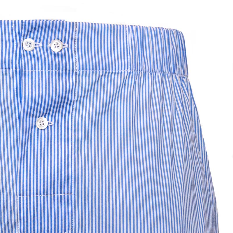 blue white striped cotton boxers - sera fine silk