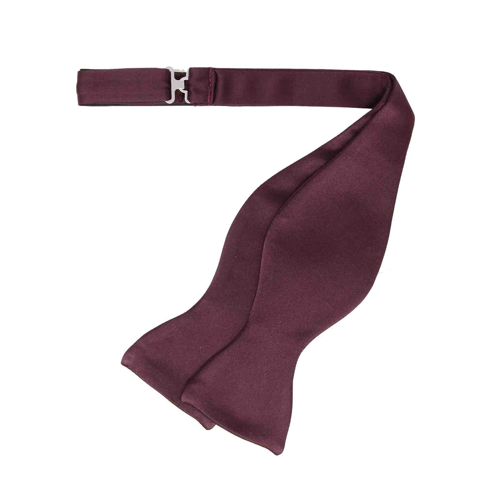 sera fine silk  burgundy self tie silk satin bow tie