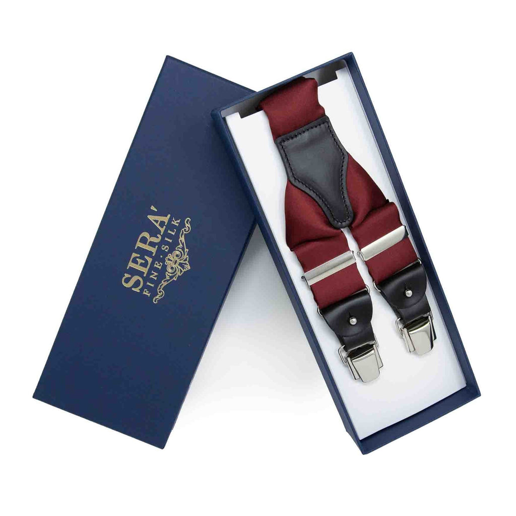 burgundy silk suspenders - serà fine silk