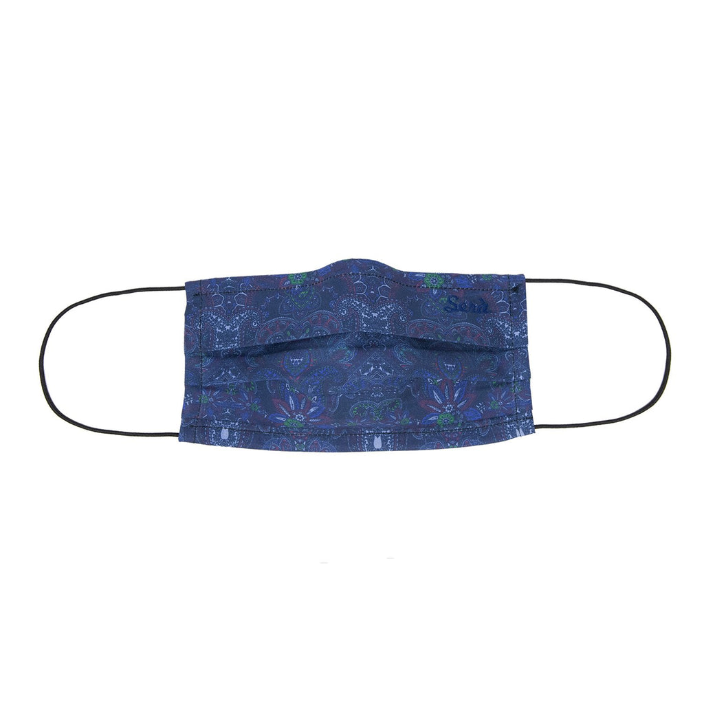 serà fine silk - Navy Blue floral paisley cotton face cover