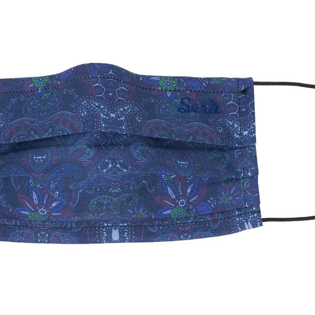 serà fine silk - Navy Blue floral paisley cotton face cover