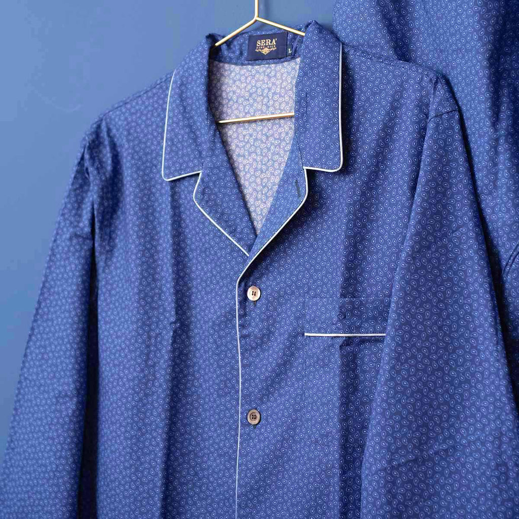 Blue Paisley Cotton Pajama Serà Fine Silk