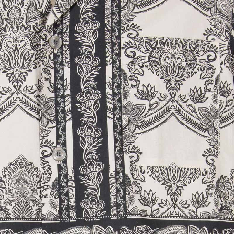 black and white ornate patterned short cotton pajama - serà fine silk