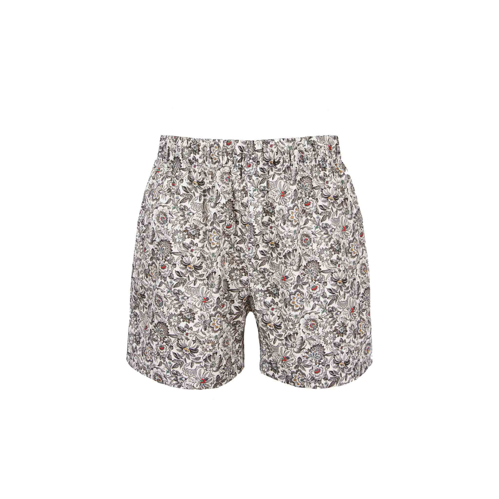 sera fine silk - white and black floral short cotton pajama bottom