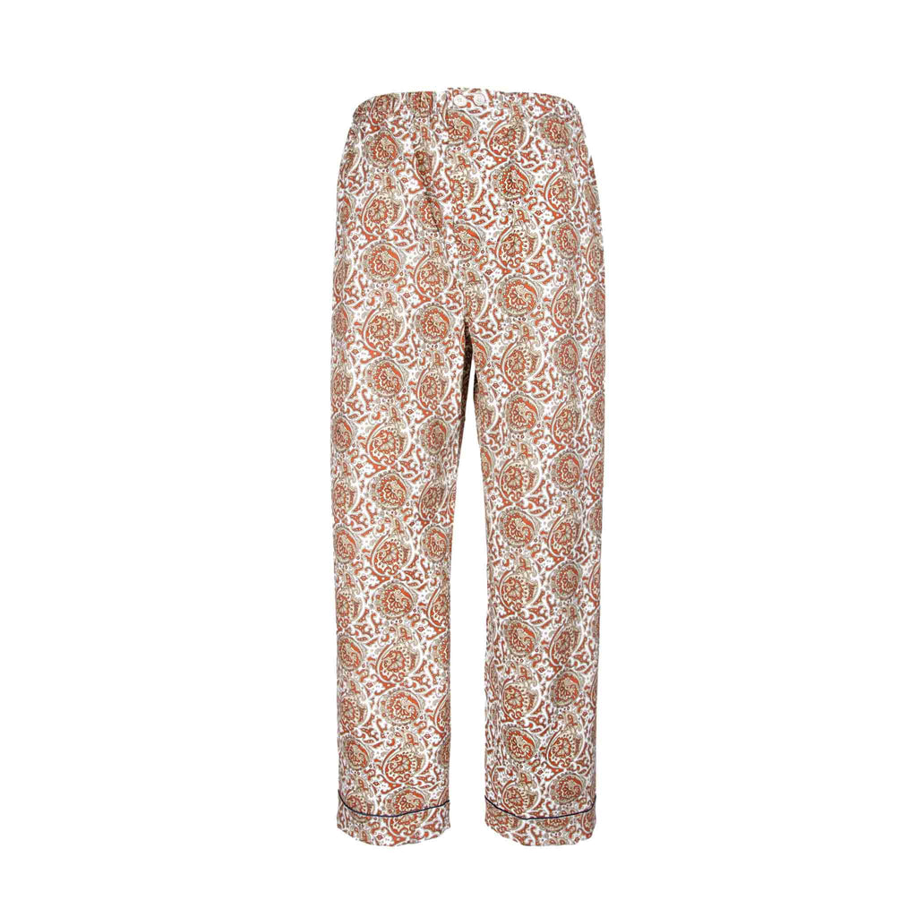 orange and white pattern cotton pajama bottom - serà fine silk