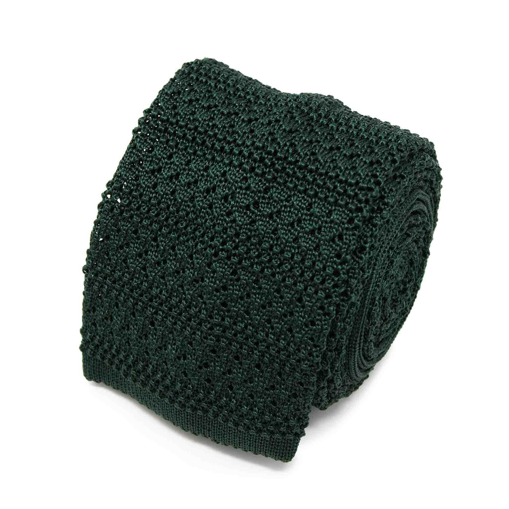 Green Crochet Striped Silk Knitted Tie Serà Fine Silk