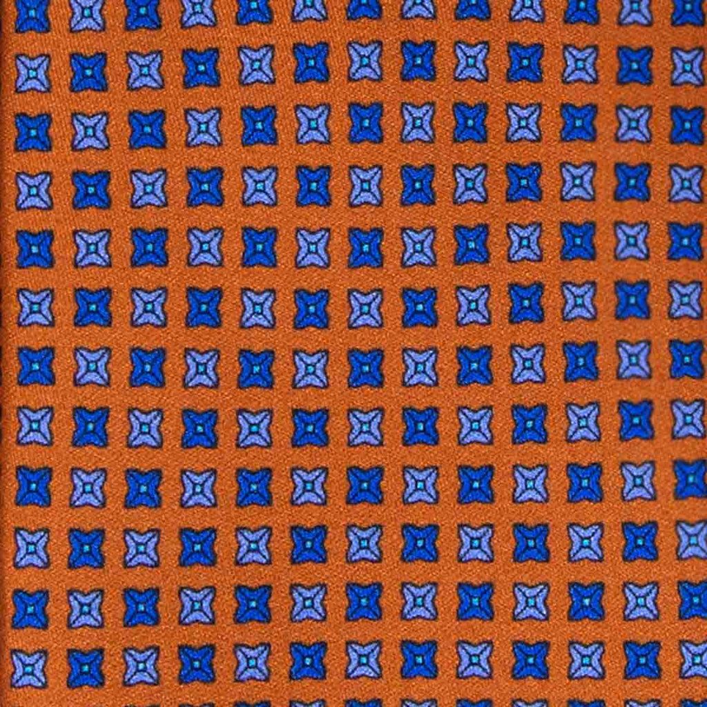orange with square dots patterned silk tie - sera fine silk