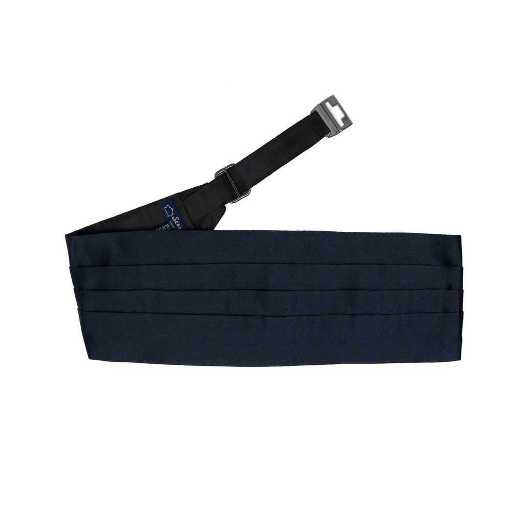 SERA FINE SILK - dark blue silk 4 pleat cummerbund