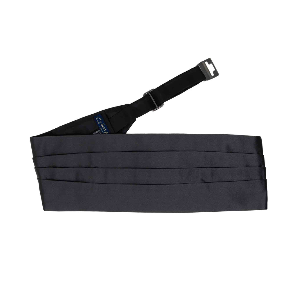 SERA FINE SILK - dark grey silk 4 pleat cummerbund