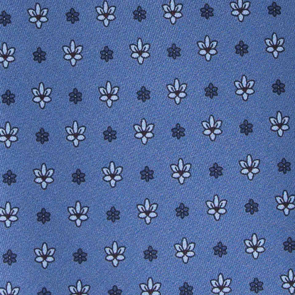 dust blue with small flowers silk tie