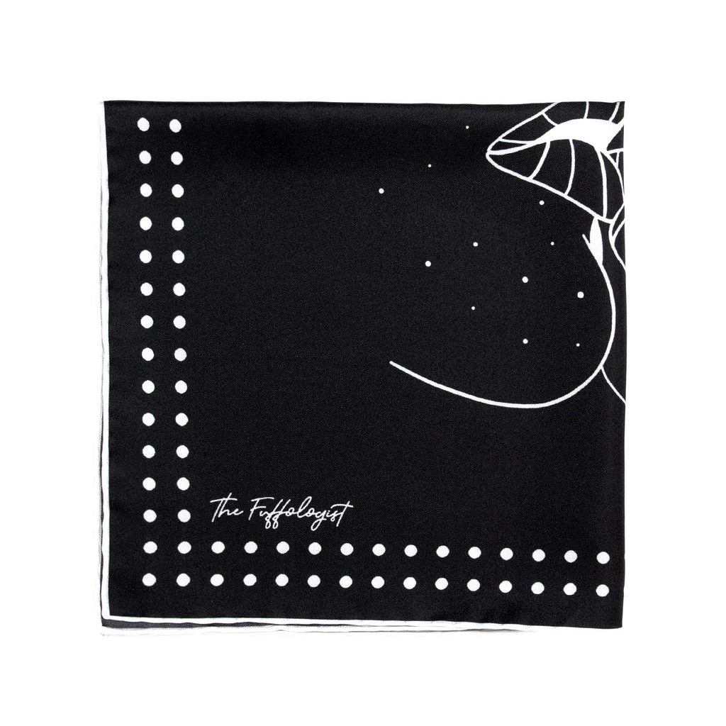 "She's poison but tasty" black silk pocket square