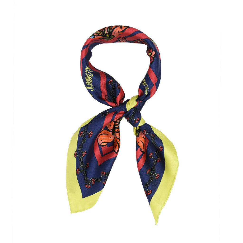 romantic revolution dark blue silk bandana