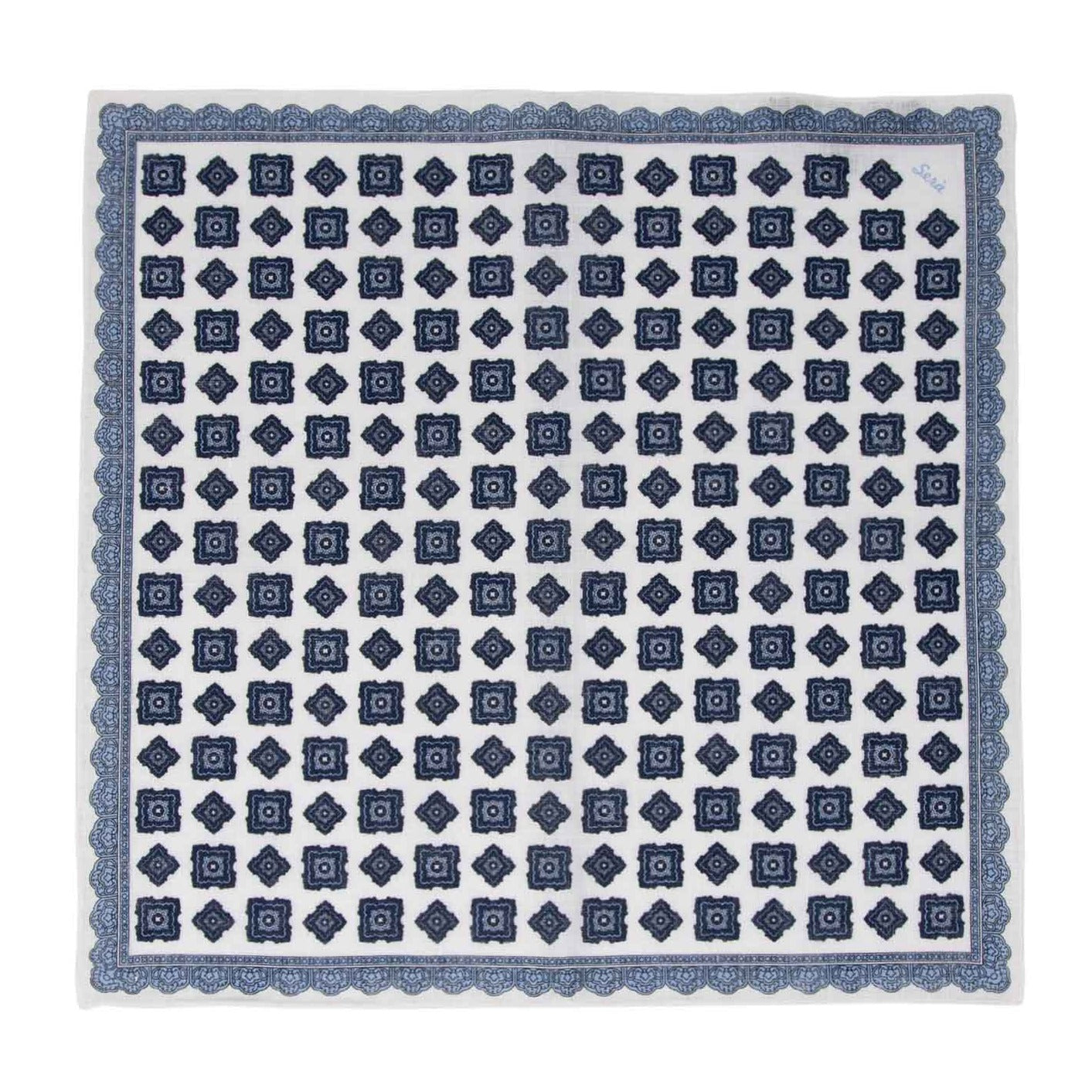 Light Blue Rombs Linen Pocket Square