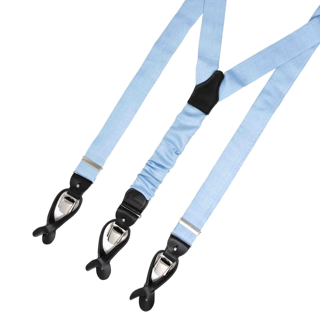 sera fine silk - light blue shantung silk suspenders