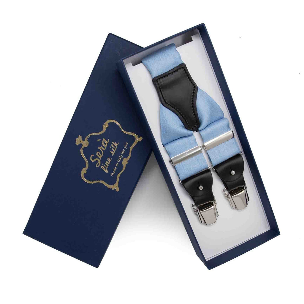 sera fine silk - light blue shantung silk suspenders