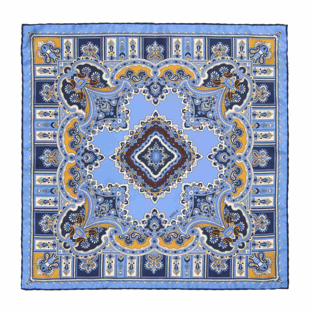 Light Blue Silk Pocket Square Coffee Barolo Serà Fine Silk
