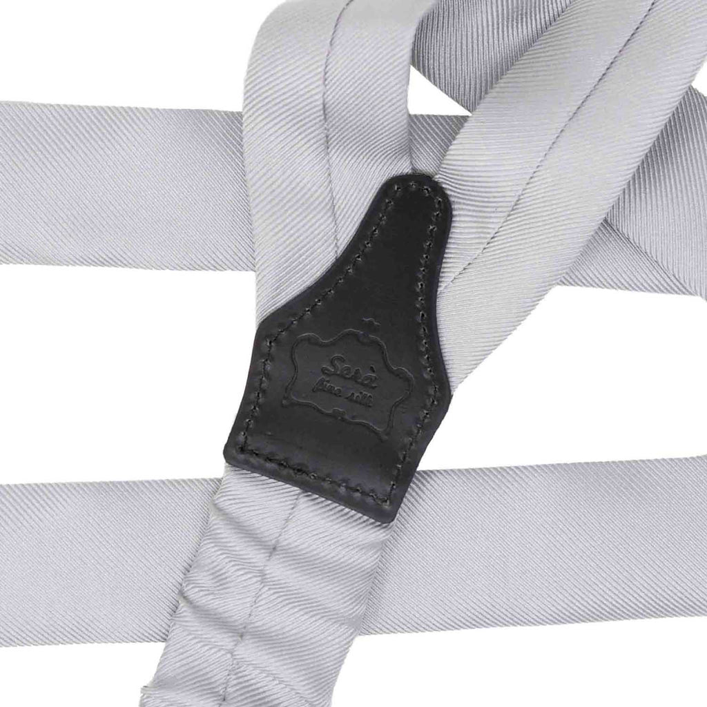 SERA FINE SILK - light grey button only silk suspenders
