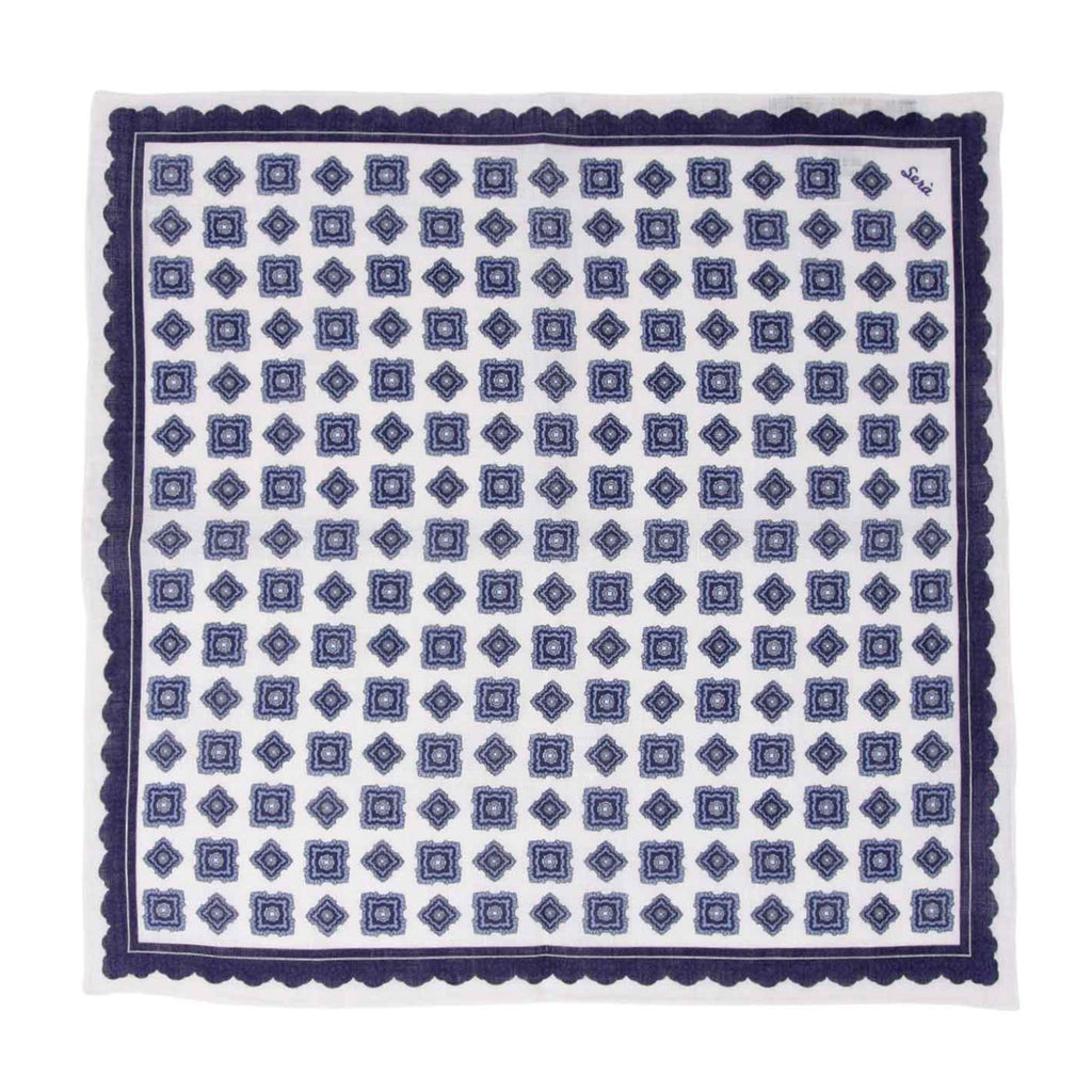 serà fine silk - Blue Rombs Linen Pocket Square