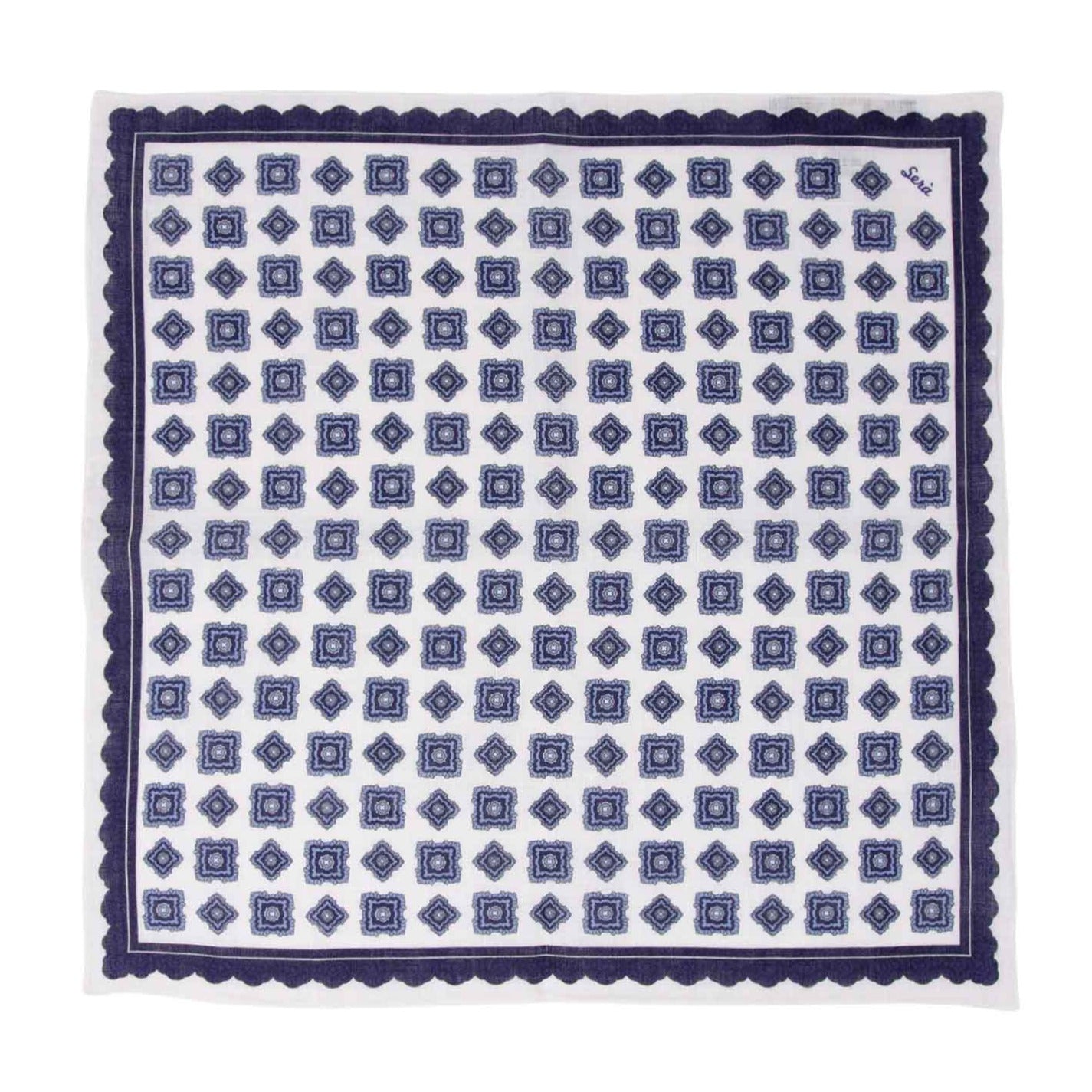 Blue Rombs Linen Pocket Square