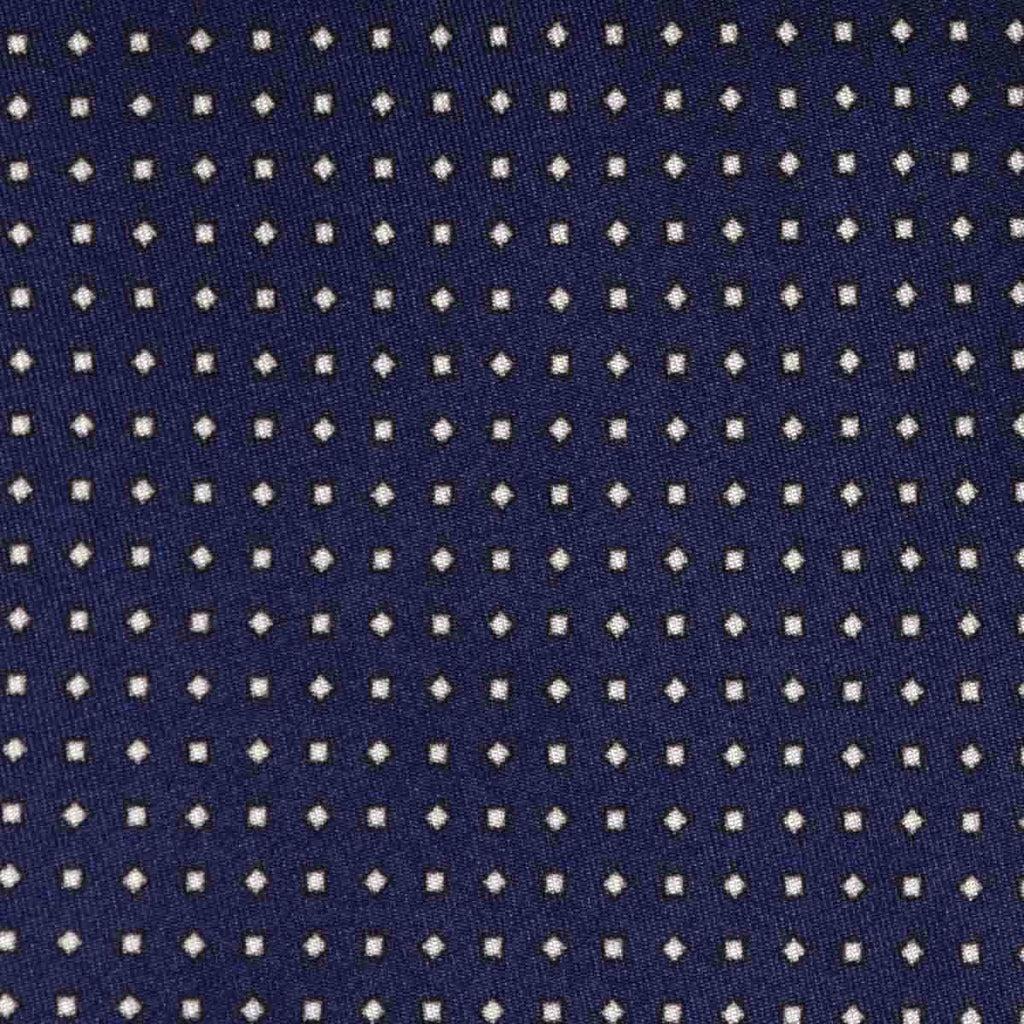 Blue with white grey square dots Silk Tie