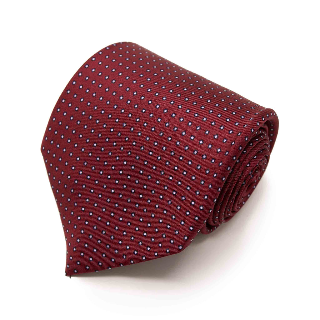 burgundy with small square dots silk tie