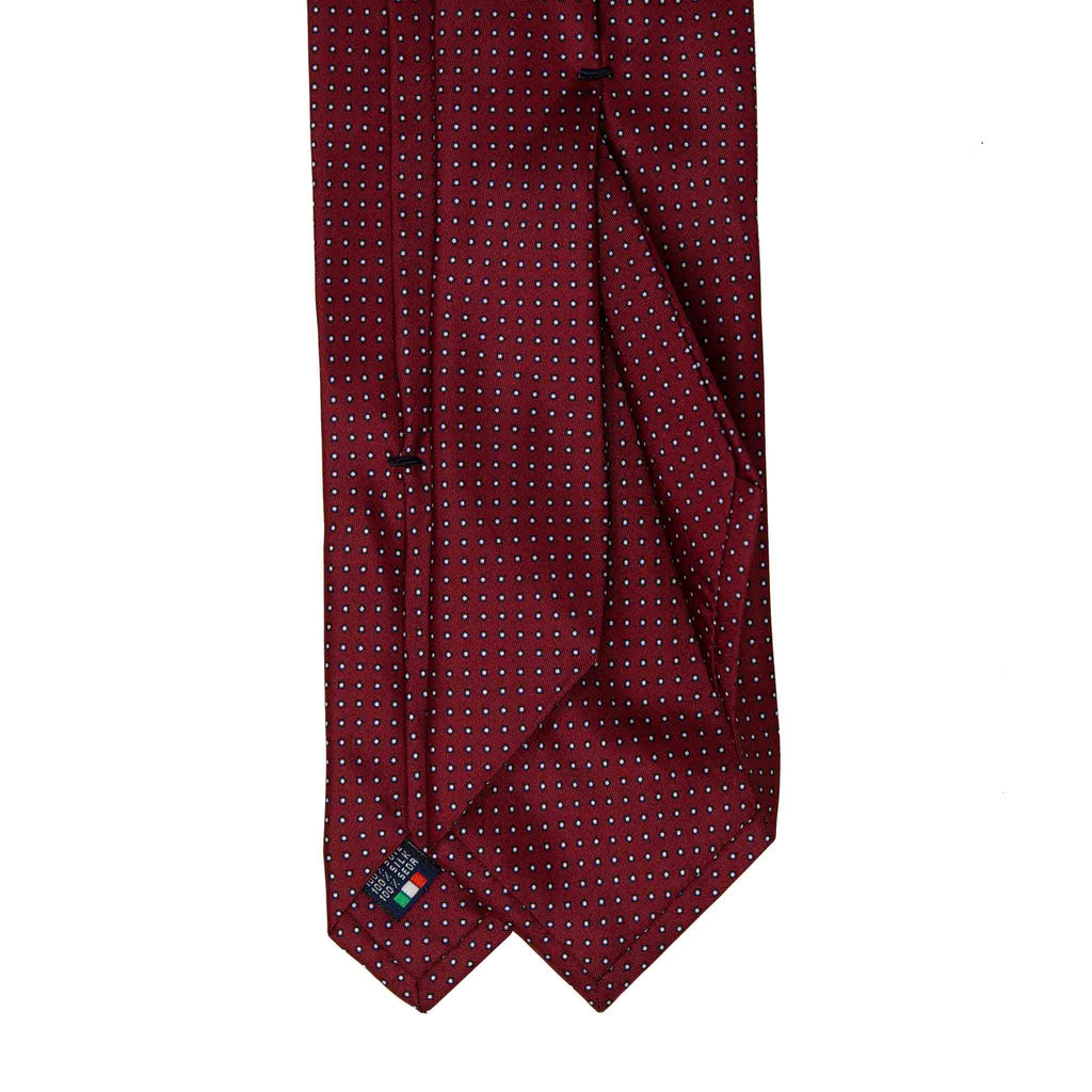 burgundy with small square dots silk tie