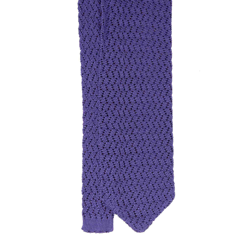 light purple zig zag v point knitted silk tie - serà fine silk
